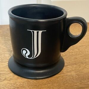 Anthropologie Black Monogram 'J' Ceramic Coffee Mug